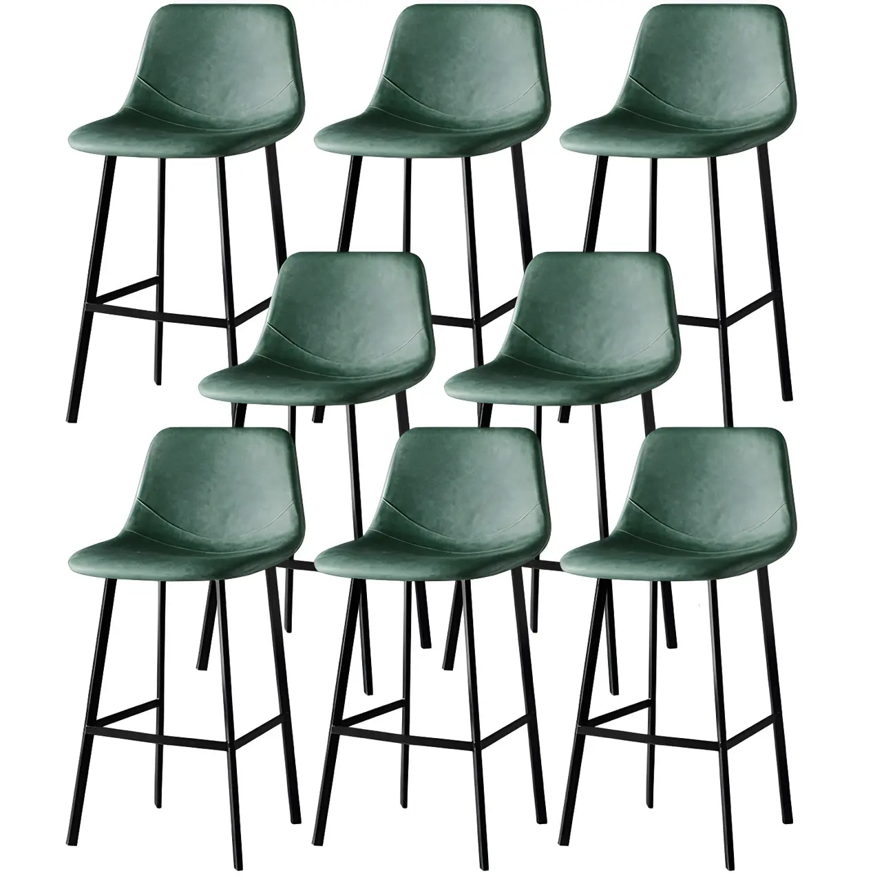 Gray Bucket Metal Leather Seating Armless Bar Stool Image - 54 | homeyfad