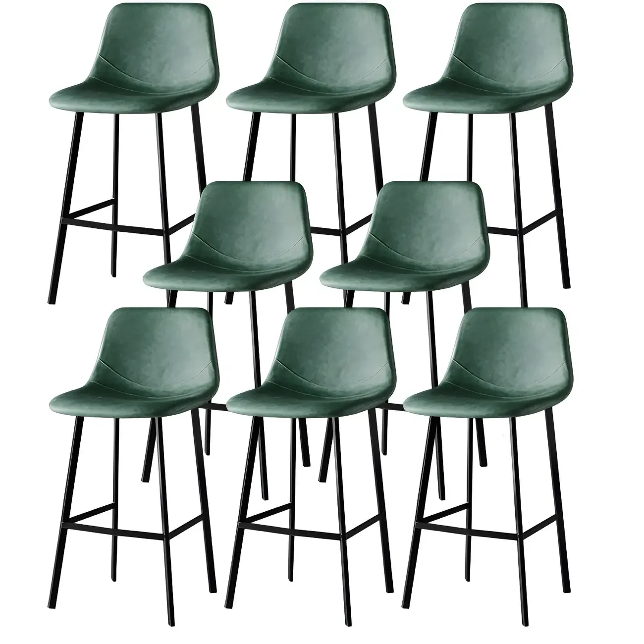 Gray Bucket Metal Leather Seating Armless Bar Stool Image - 54