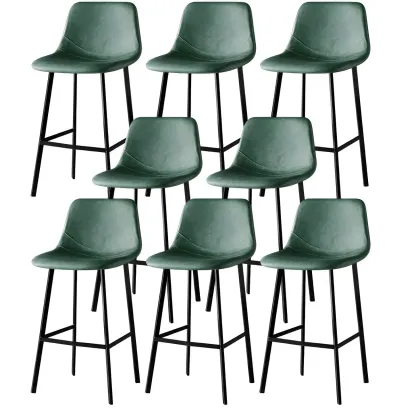 Gray Bucket Metal Leather Seating Armless Bar Stool Image - 54