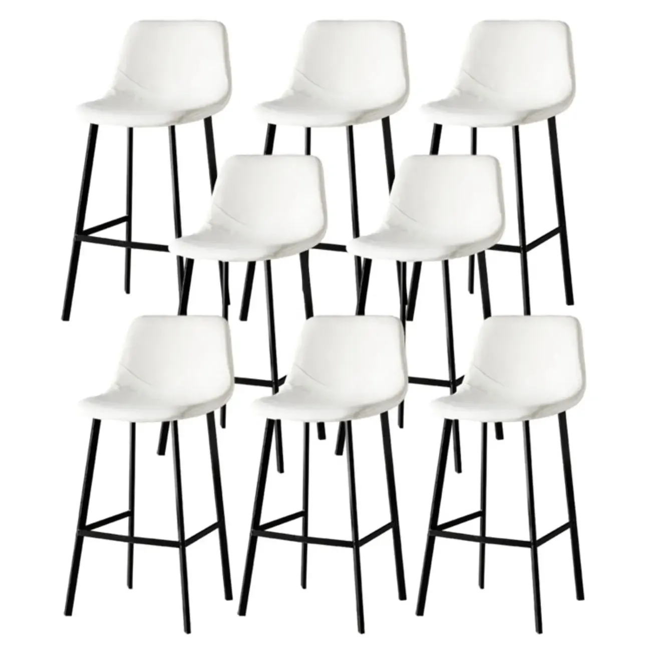 Gray Bucket Metal Leather Seating Armless Bar Stool Image - 55