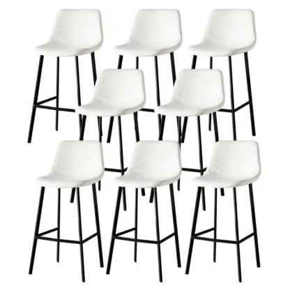 Gray Bucket Metal Leather Seating Armless Bar Stool Image - 55