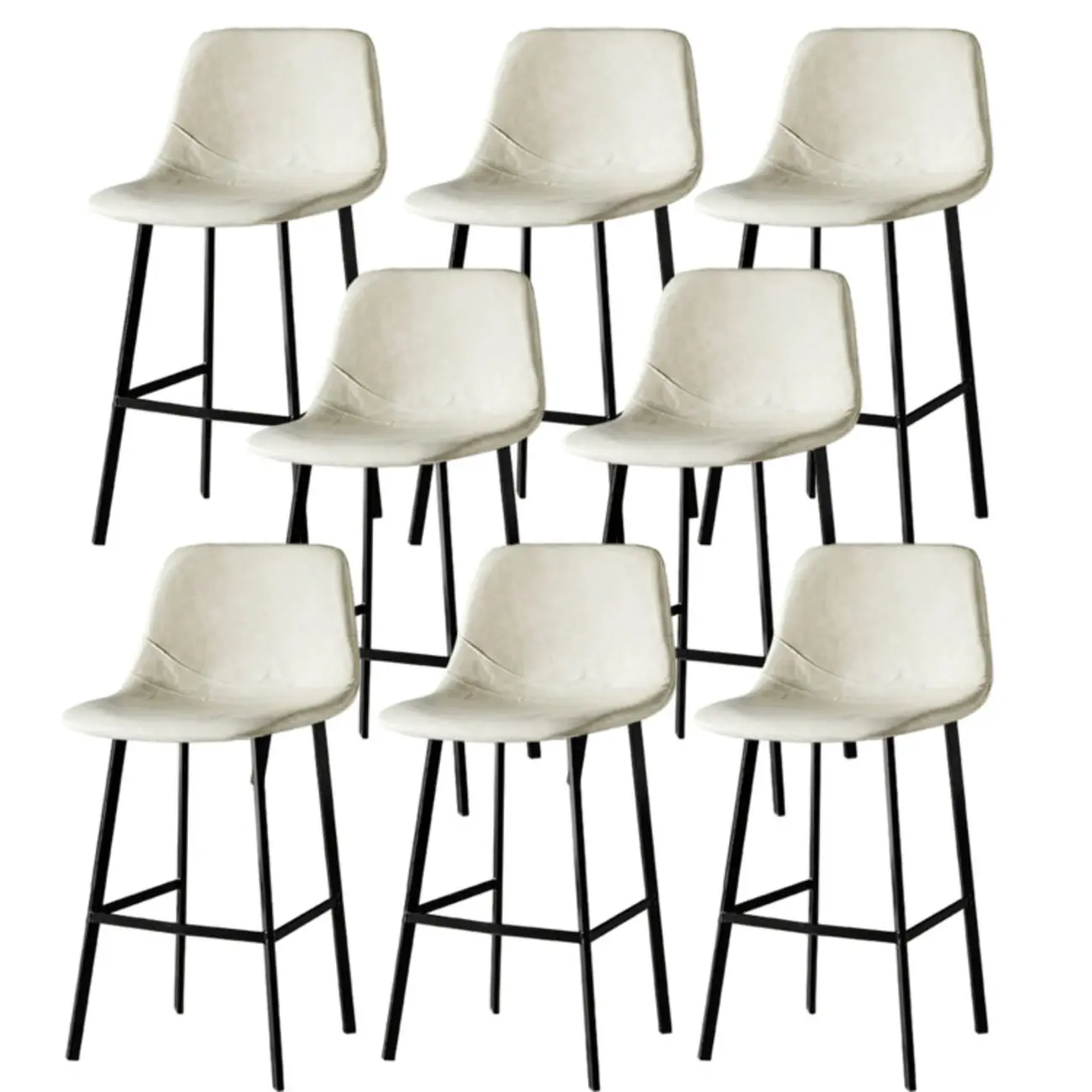 Gray Bucket Metal Leather Seating Armless Bar Stool Image - 56 | homeyfad