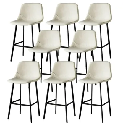 Gray Bucket Metal Leather Seating Armless Bar Stool Image - 56