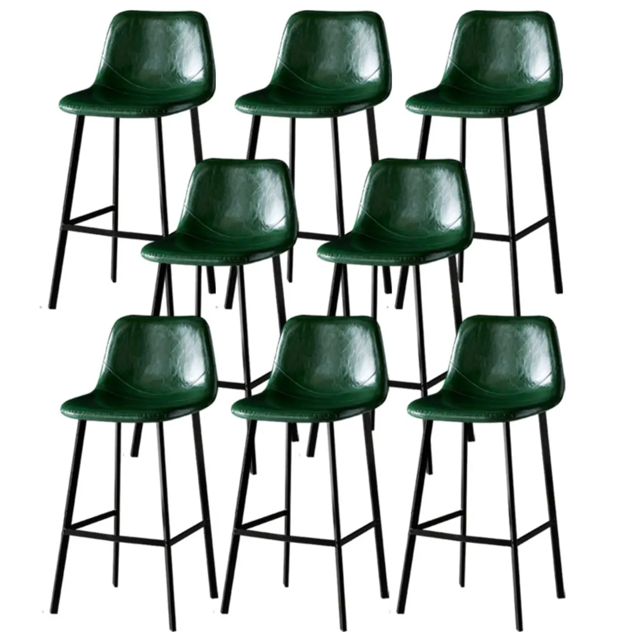 Gray Bucket Metal Leather Seating Armless Bar Stool Image - 57 | homeyfad