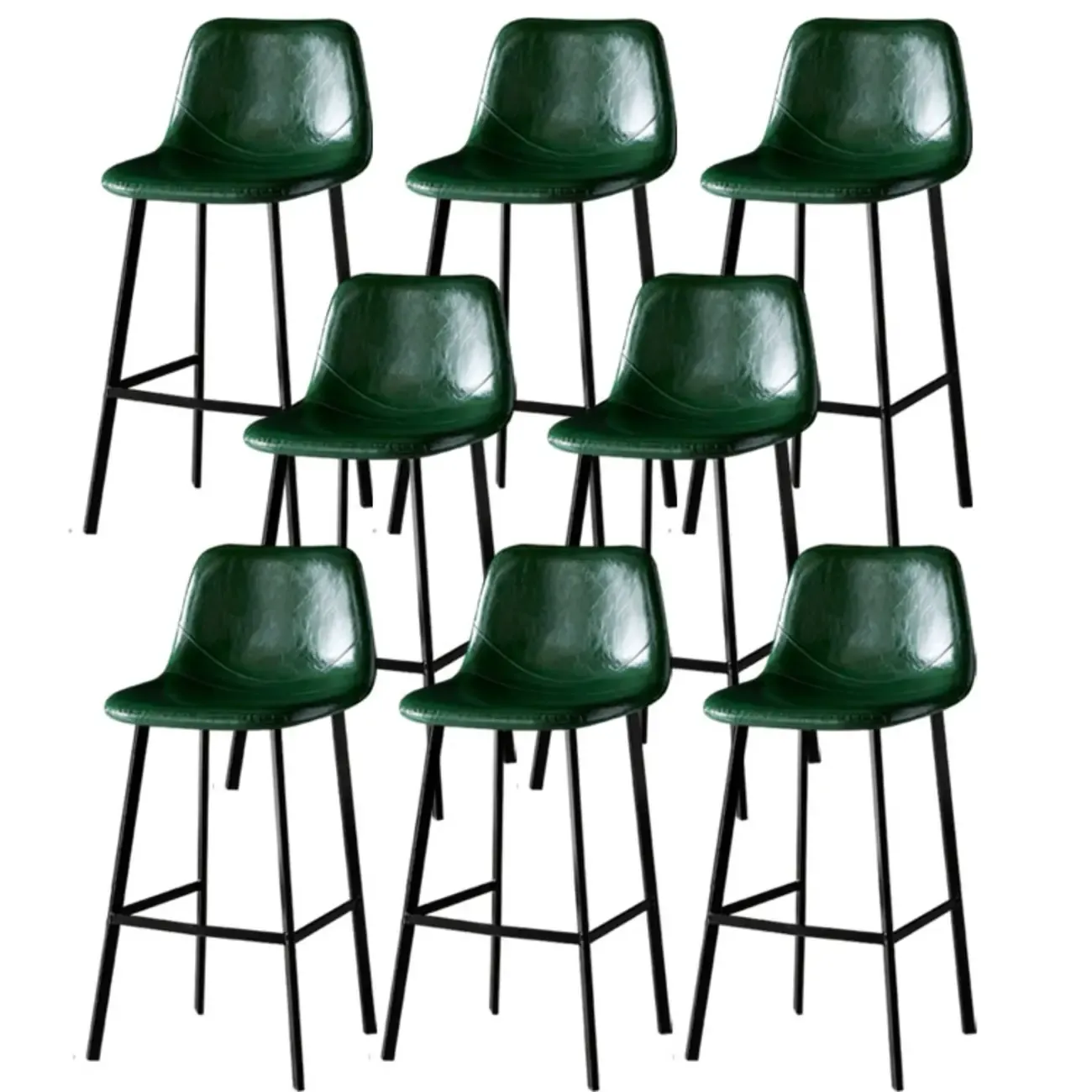 Gray Bucket Metal Leather Seating Armless Bar Stool Image - 57