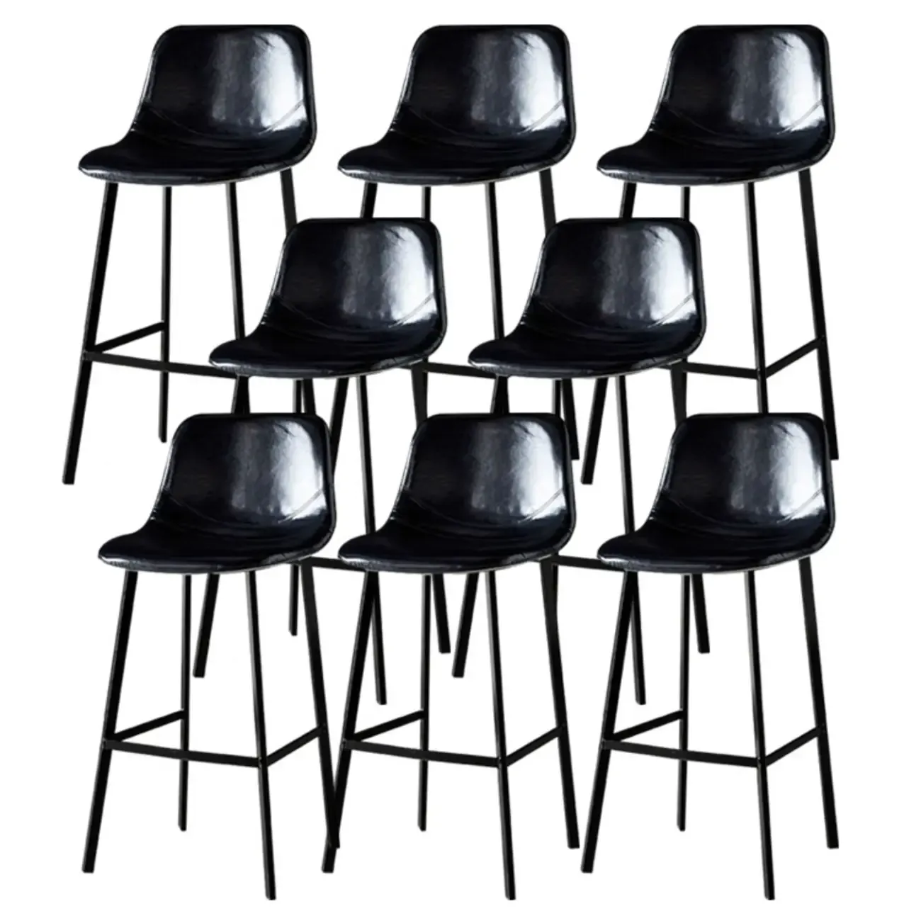 Gray Bucket Metal Leather Seating Armless Bar Stool Image - 58