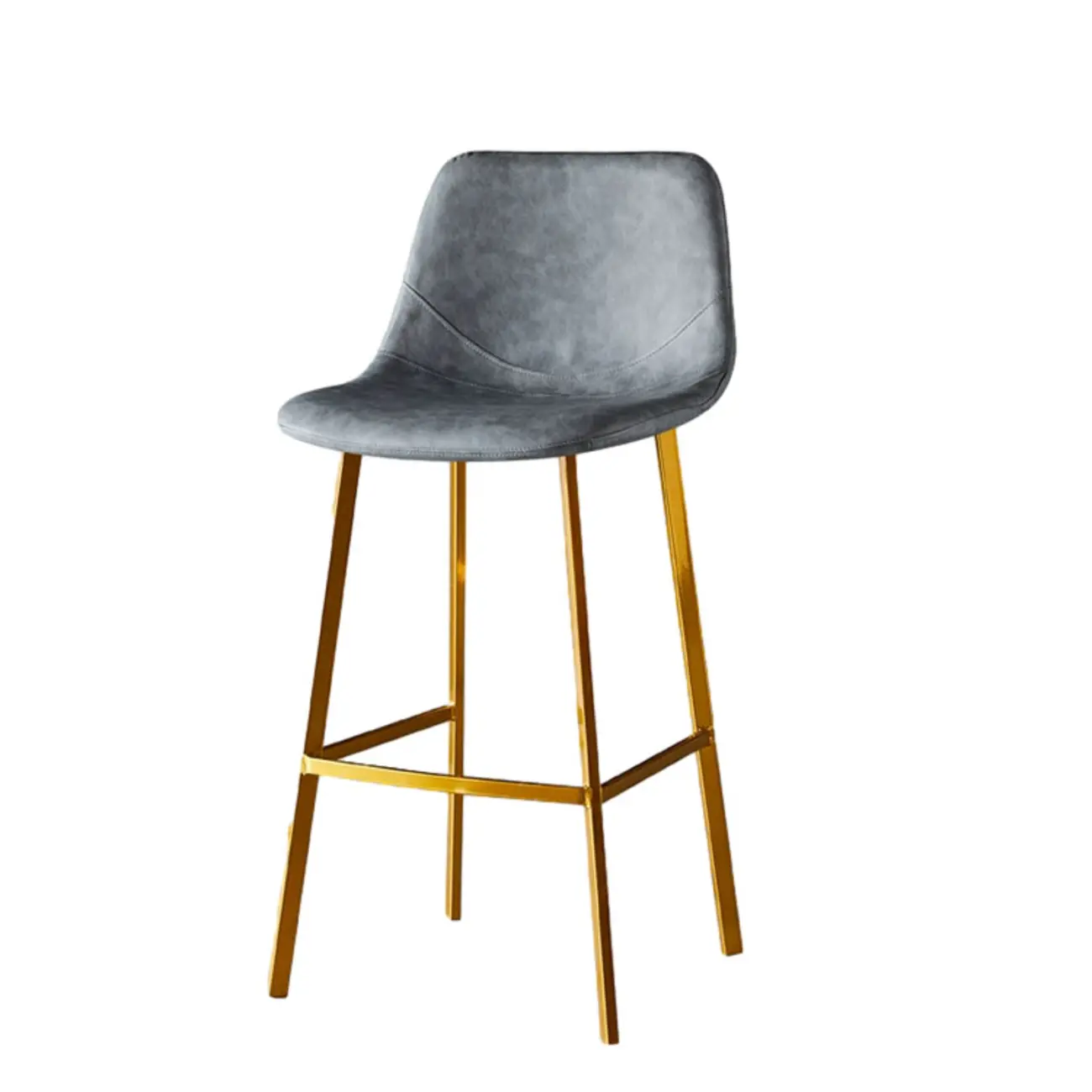 Gray Bucket Metal Leather Seating Armless Bar Stool Image - 61 | homeyfad