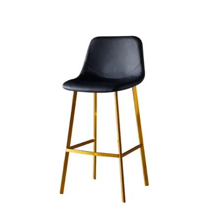 Gray Bucket Metal Leather Seating Armless Bar Stool Image - 63