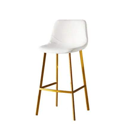 Gray Bucket Metal Leather Seating Armless Bar Stool Image - 66