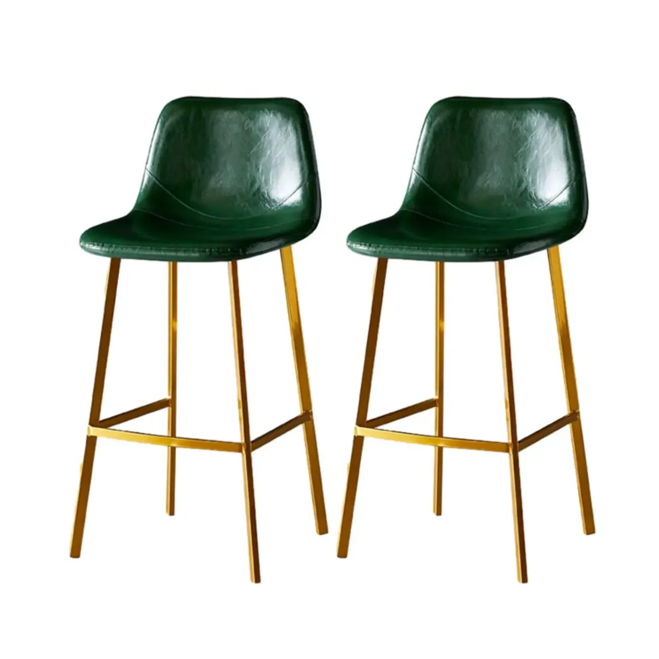 Gray Bucket Metal Leather Seating Armless Bar Stool Image - 69