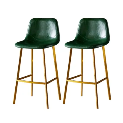 Gray Bucket Metal Leather Seating Armless Bar Stool Image - 69