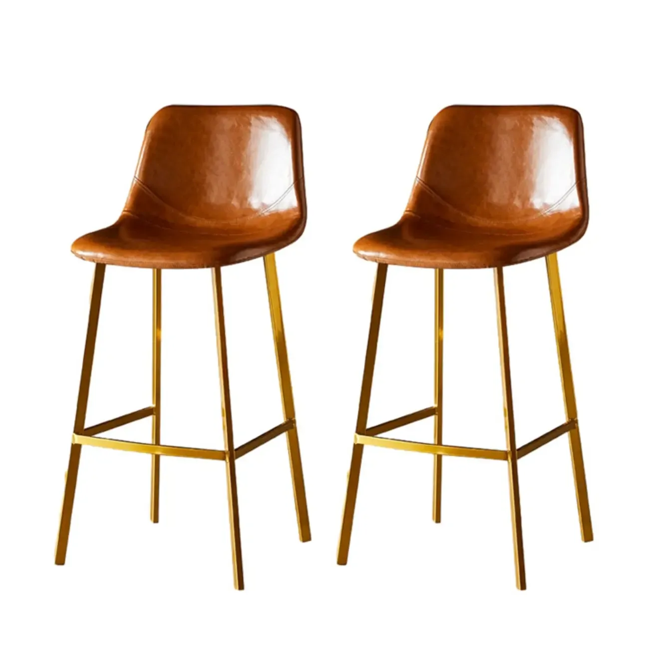 Gray Bucket Metal Leather Seating Armless Bar Stool Image - 70