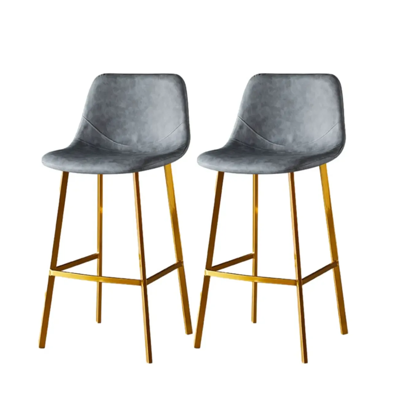 Gray Bucket Metal Leather Seating Armless Bar Stool Image - 71