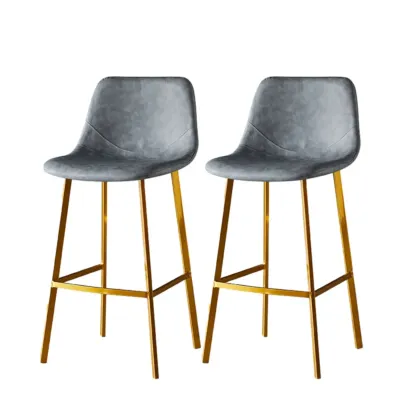 Gray Bucket Metal Leather Seating Armless Bar Stool Image - 71