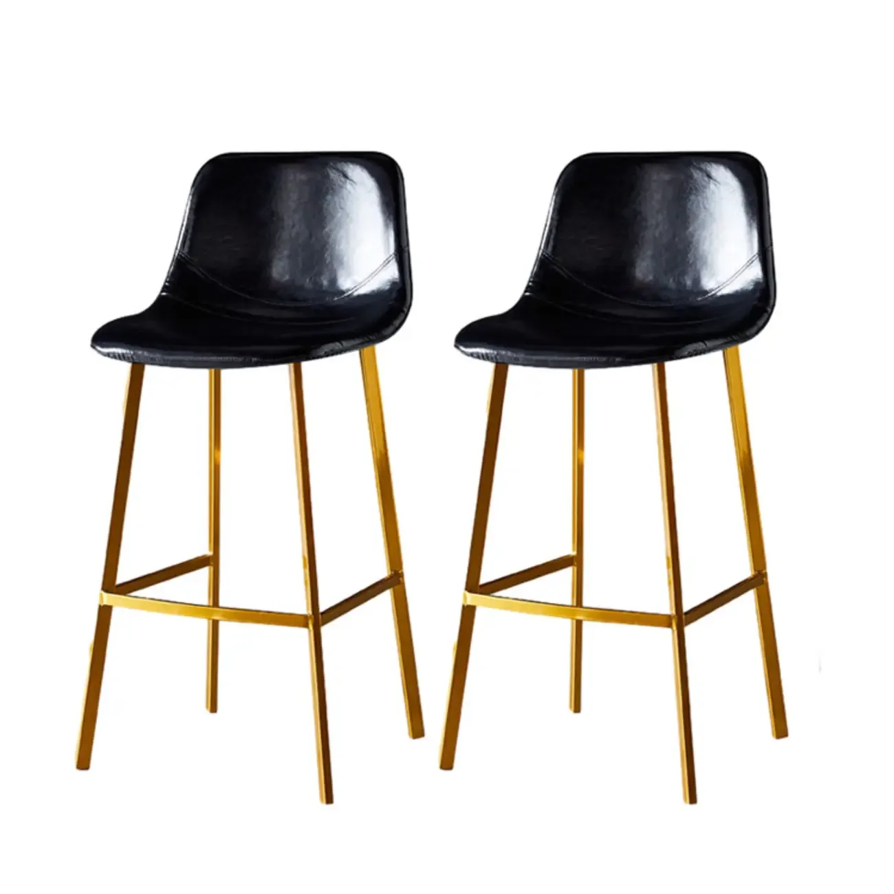 Gray Bucket Metal Leather Seating Armless Bar Stool Image - 72