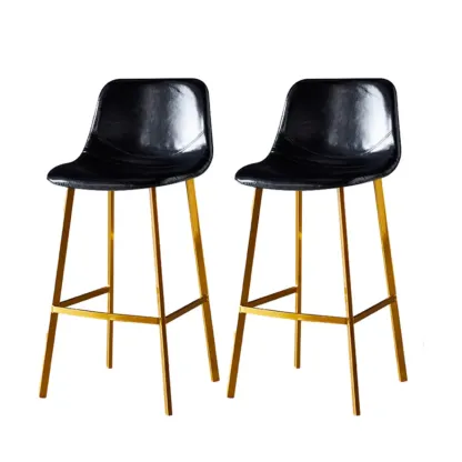 Gray Bucket Metal Leather Seating Armless Bar Stool Image - 72