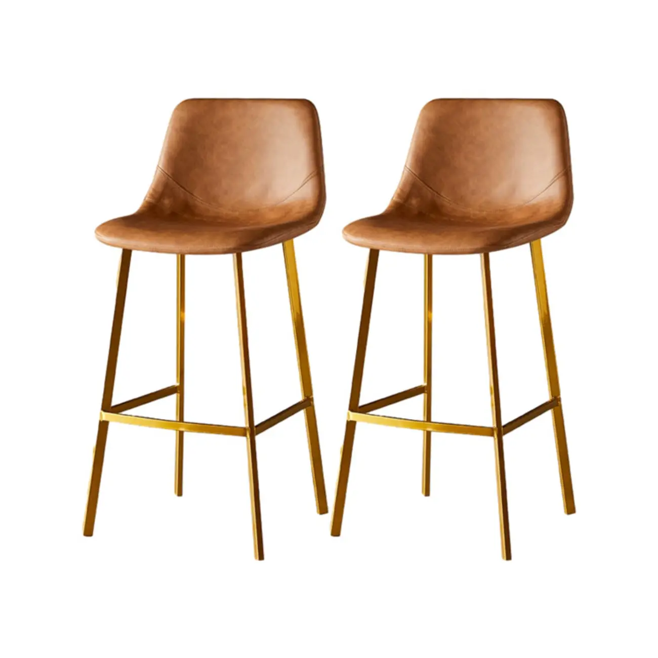 Gray Bucket Metal Leather Seating Armless Bar Stool Image - 74 | homeyfad