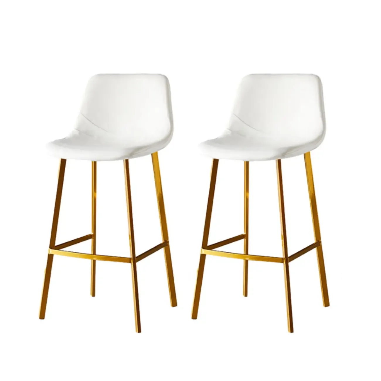 Gray Bucket Metal Leather Seating Armless Bar Stool Image - 76