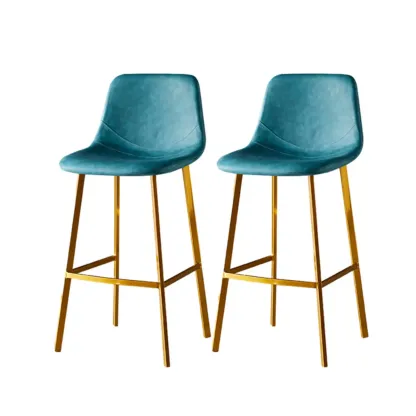 Gray Bucket Metal Leather Seating Armless Bar Stool Image - 78