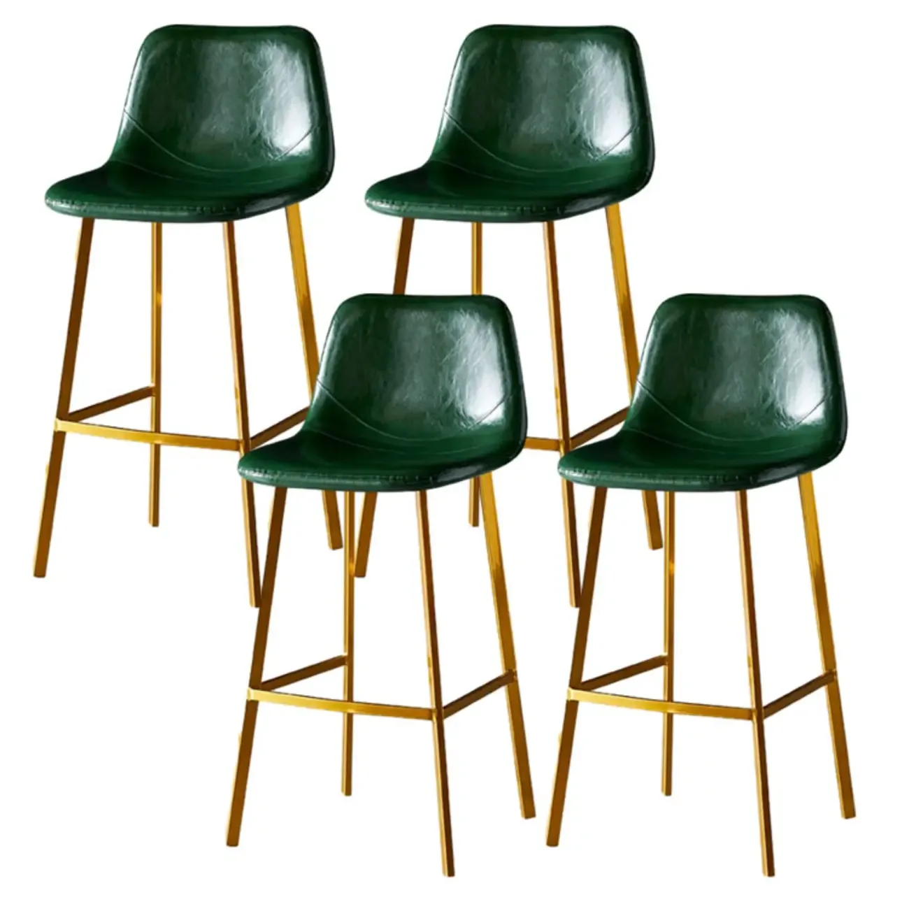 Gray Bucket Metal Leather Seating Armless Bar Stool Image - 79