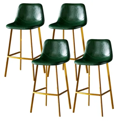 Gray Bucket Metal Leather Seating Armless Bar Stool Image - 79