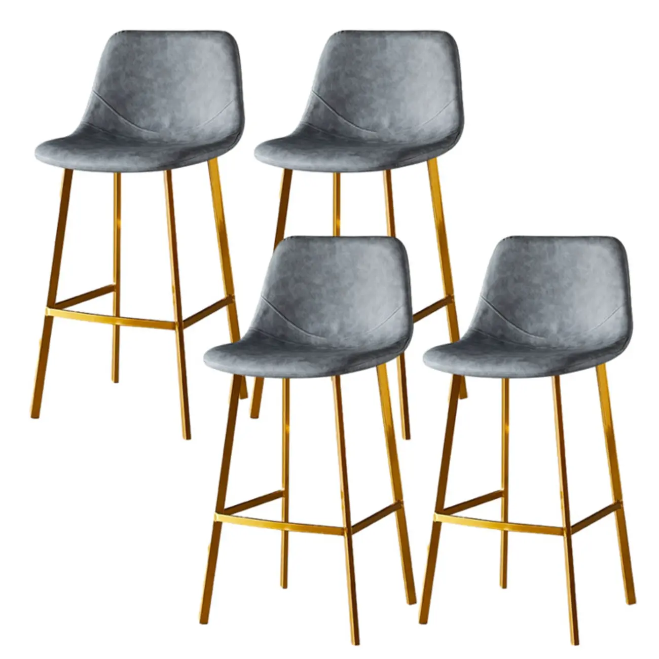 Gray Bucket Metal Leather Seating Armless Bar Stool Image - 81 | homeyfad