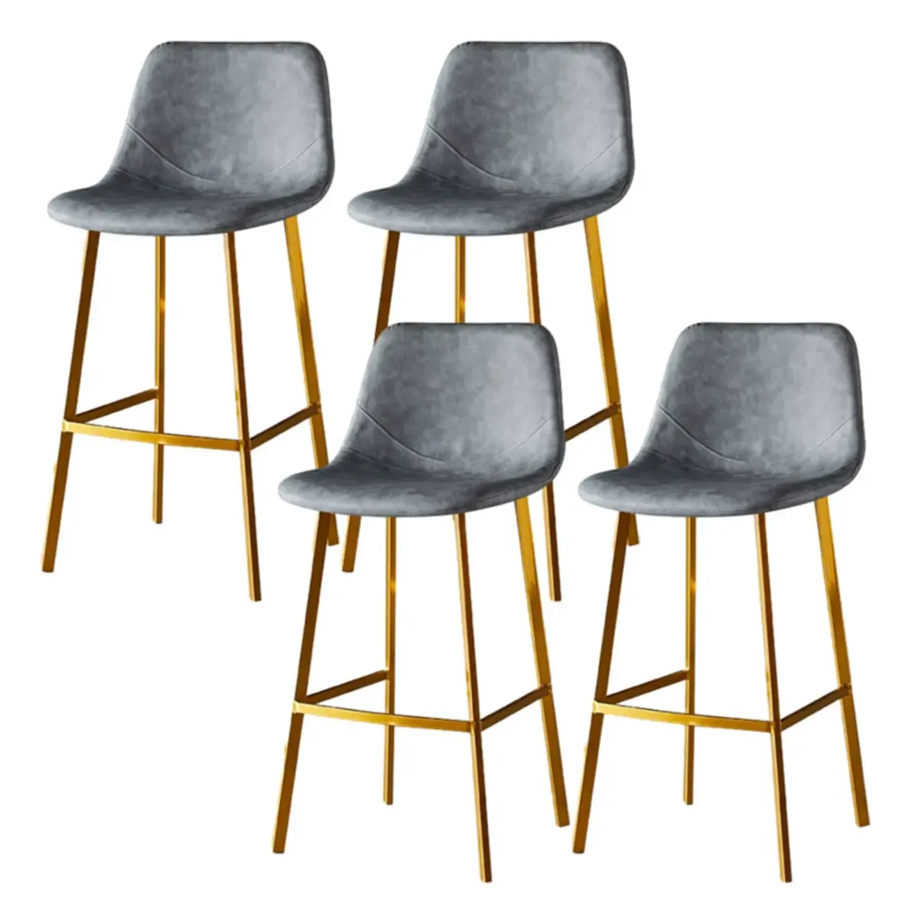 Gray Bucket Metal Leather Seating Armless Bar Stool Image - 81
