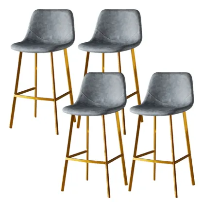 Gray Bucket Metal Leather Seating Armless Bar Stool Image - 81