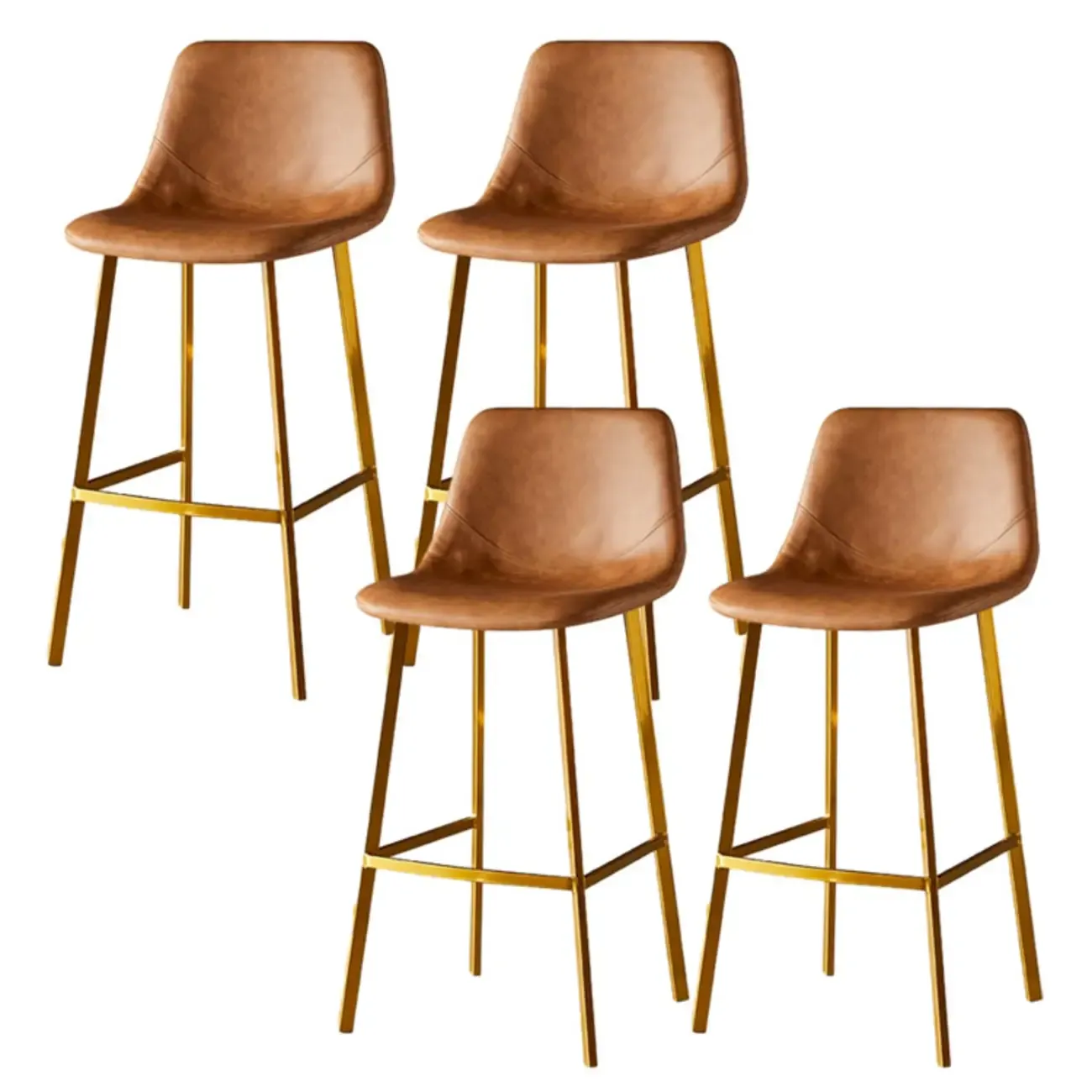 Gray Bucket Metal Leather Seating Armless Bar Stool Image - 84