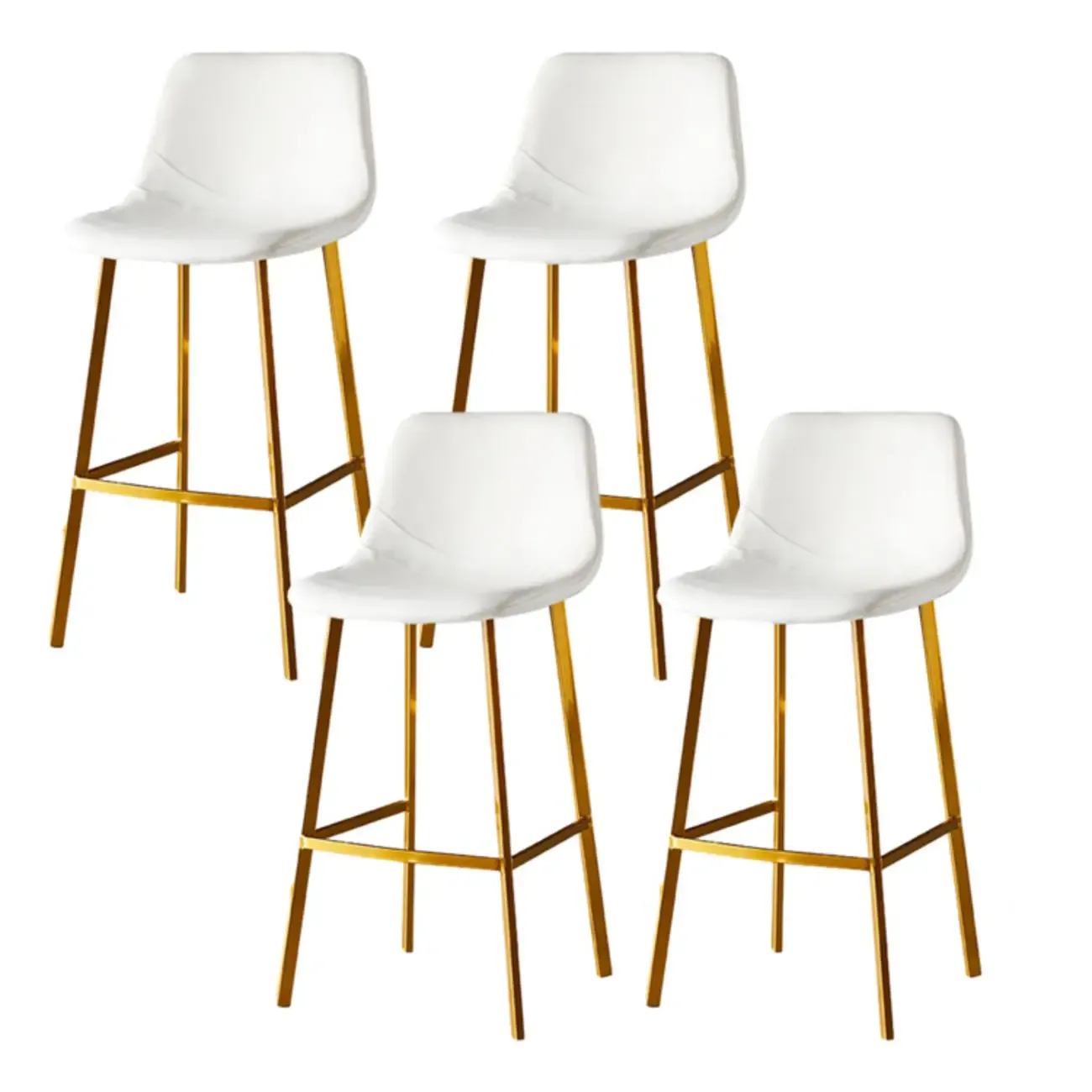 Gray Bucket Metal Leather Seating Armless Bar Stool Image - 86