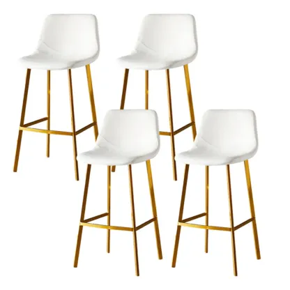 Gray Bucket Metal Leather Seating Armless Bar Stool Image - 86