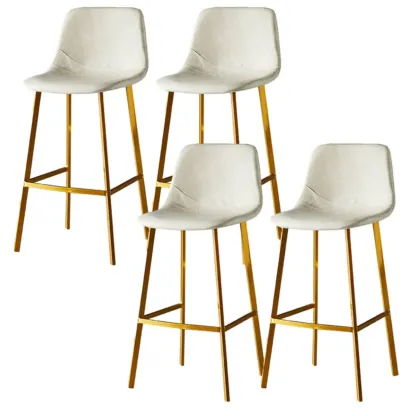 Gray Bucket Metal Leather Seating Armless Bar Stool Image - 87