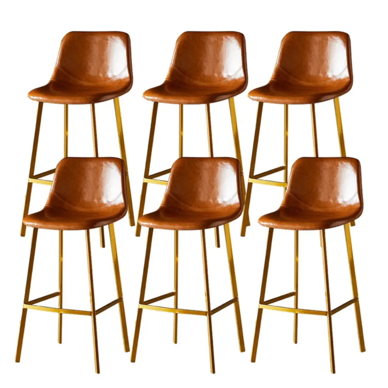 Gray Bucket Metal Leather Seating Armless Bar Stool Image - 90