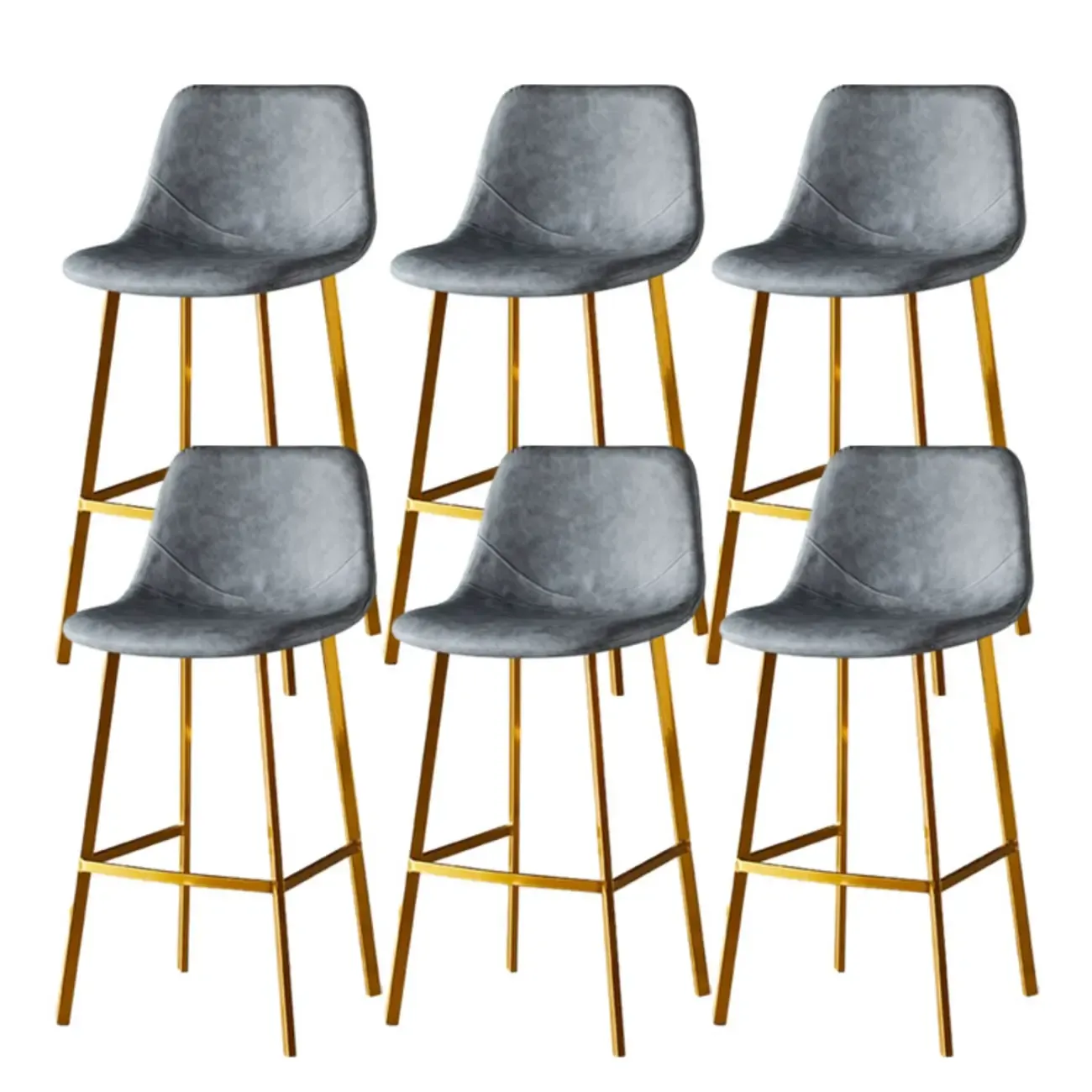 Gray Bucket Metal Leather Seating Armless Bar Stool Image - 91