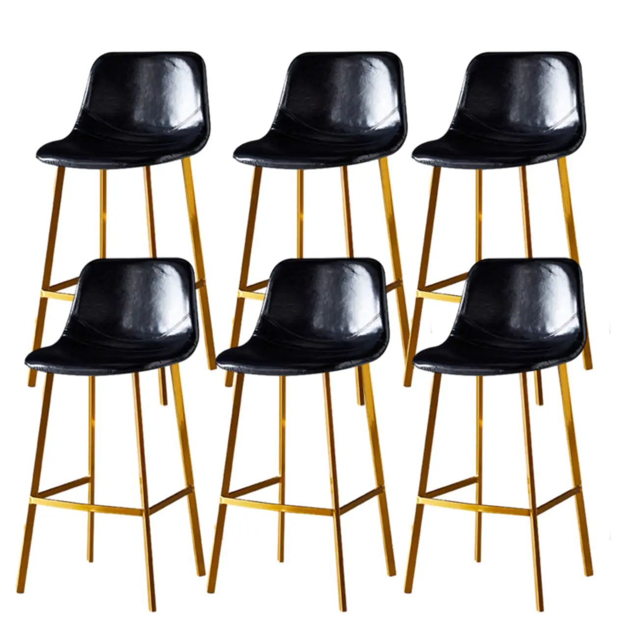 Gray Bucket Metal Leather Seating Armless Bar Stool Image - 92 | homeyfad
