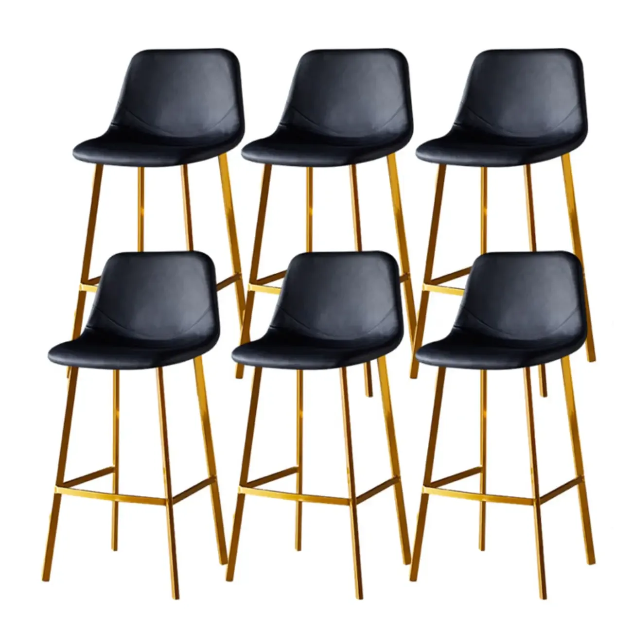 Gray Bucket Metal Leather Seating Armless Bar Stool Image - 93