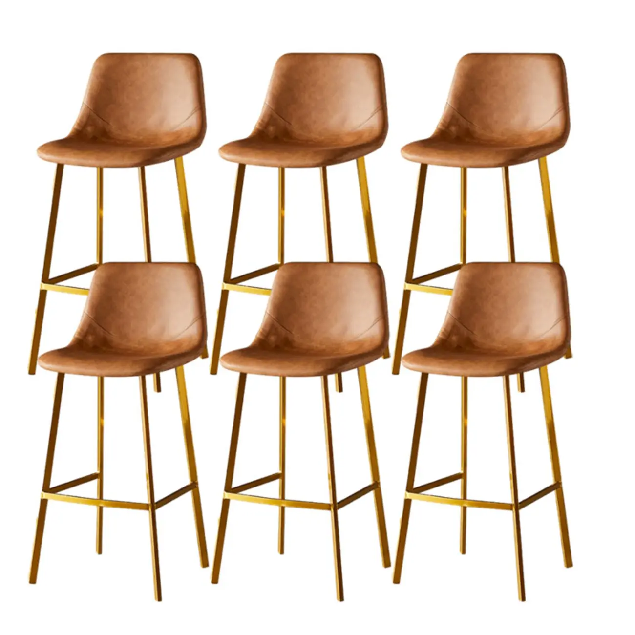 Gray Bucket Metal Leather Seating Armless Bar Stool Image - 94 | homeyfad