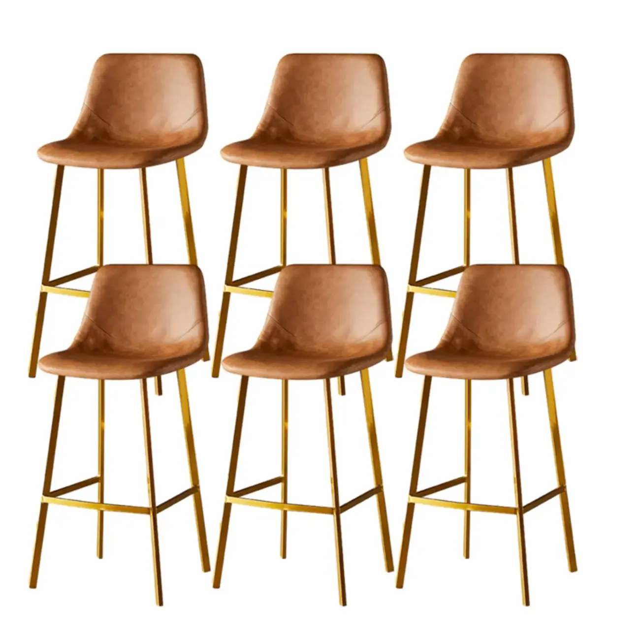 Gray Bucket Metal Leather Seating Armless Bar Stool Image - 94