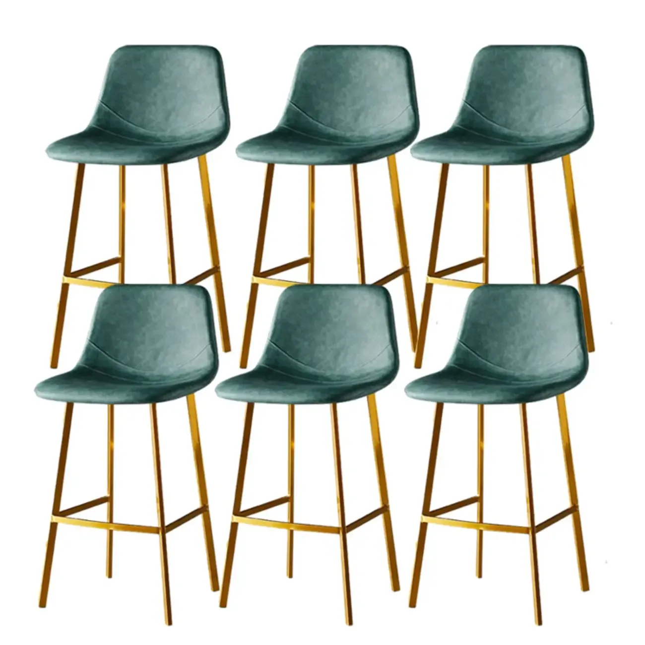 Gray Bucket Metal Leather Seating Armless Bar Stool Image - 95