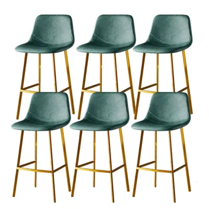 Gray Bucket Metal Leather Seating Armless Bar Stool Image - 95