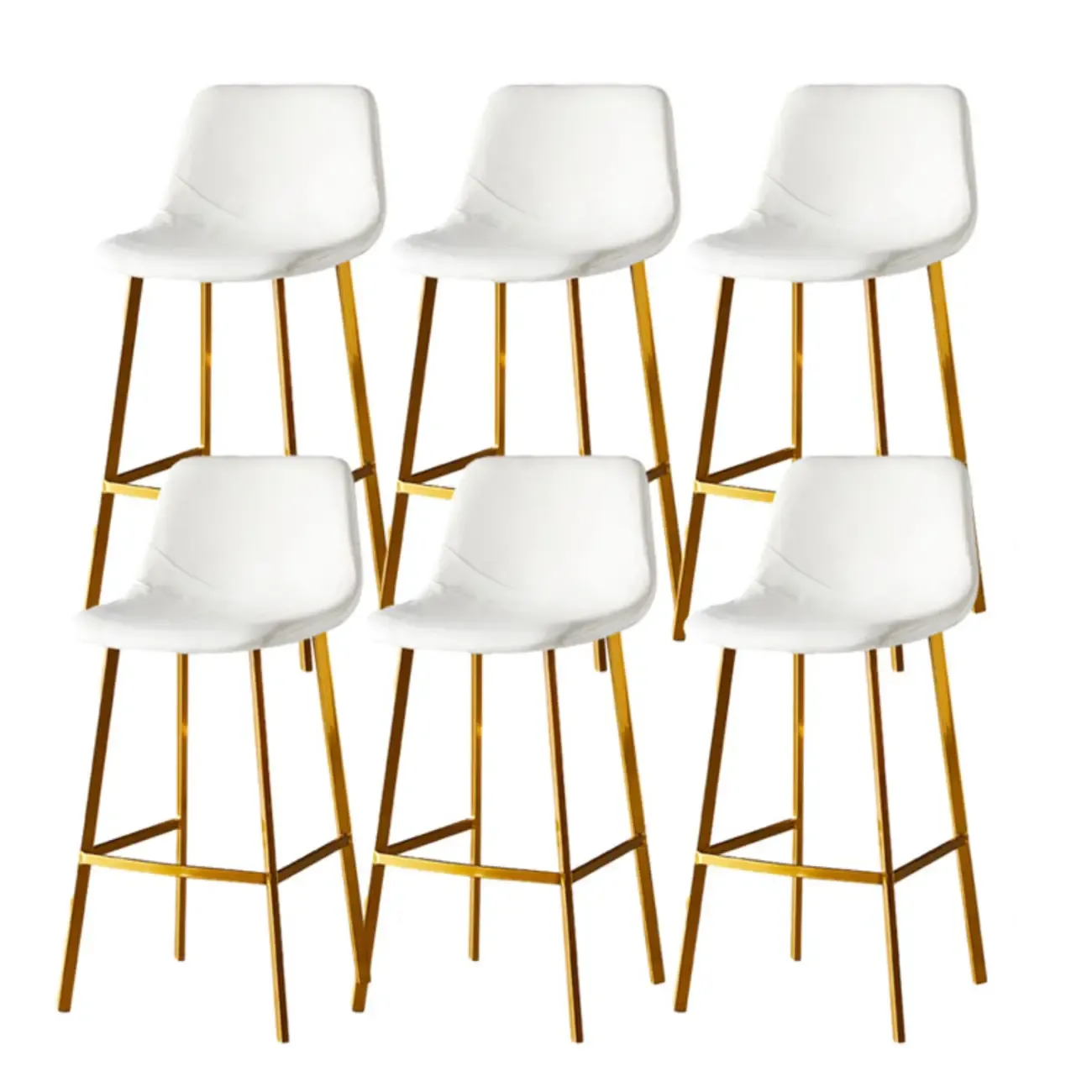 Gray Bucket Metal Leather Seating Armless Bar Stool Image - 96