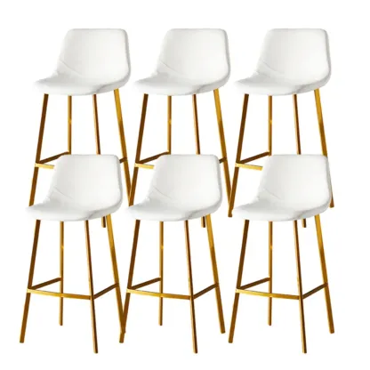 Gray Bucket Metal Leather Seating Armless Bar Stool Image - 96