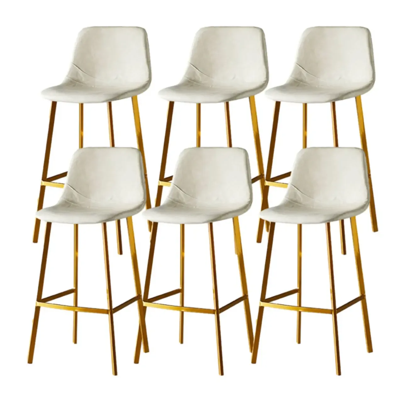 Gray Bucket Metal Leather Seating Armless Bar Stool Image - 97