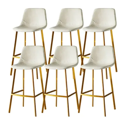 Gray Bucket Metal Leather Seating Armless Bar Stool Image - 97