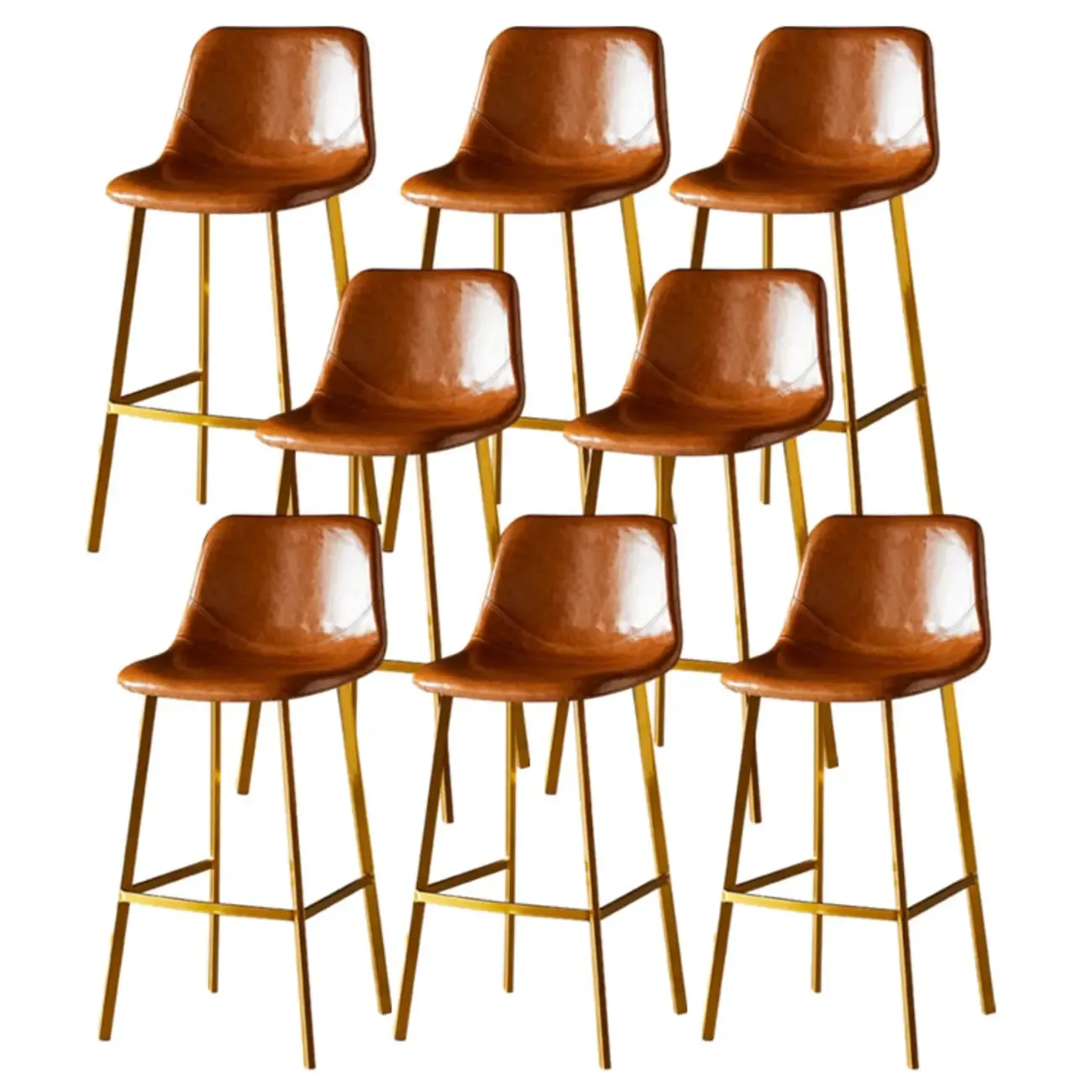 Gray Bucket Metal Leather Seating Armless Bar Stool Image - 100