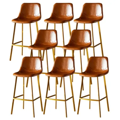 Gray Bucket Metal Leather Seating Armless Bar Stool Image - 100