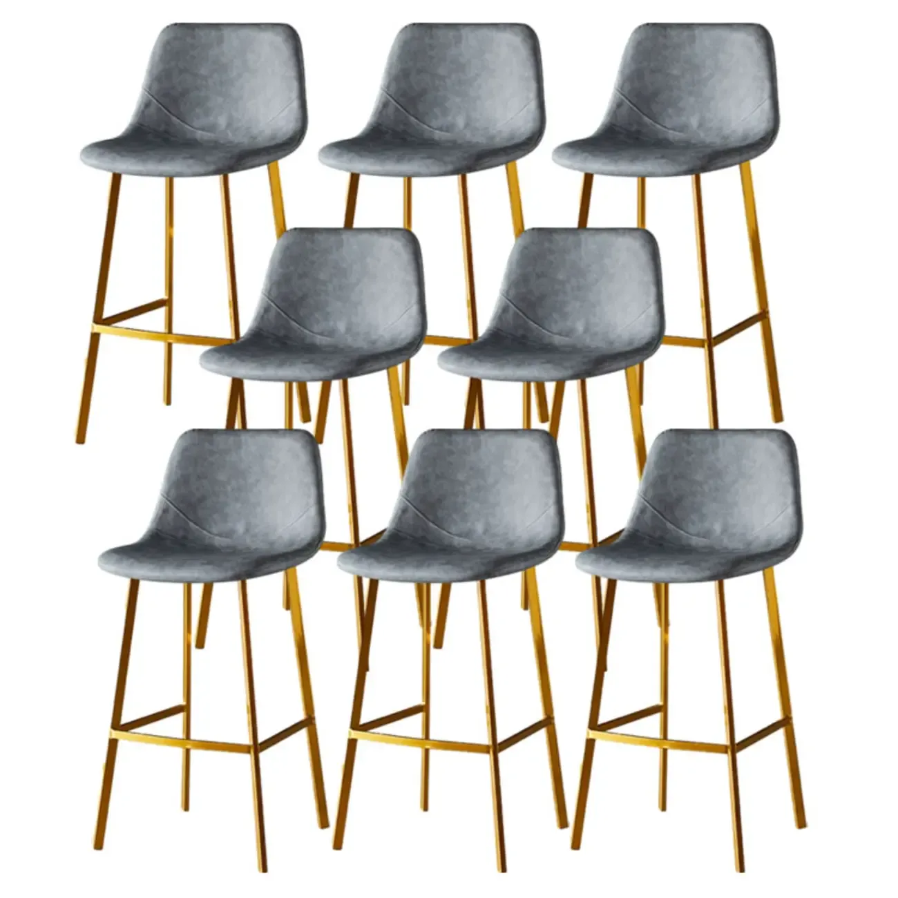 Gray Bucket Metal Leather Seating Armless Bar Stool Image - 101