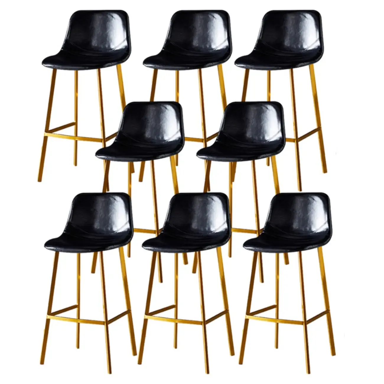 Gray Bucket Metal Leather Seating Armless Bar Stool Image - 102