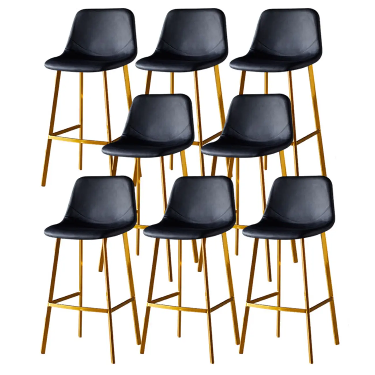 Gray Bucket Metal Leather Seating Armless Bar Stool Image - 103 | homeyfad