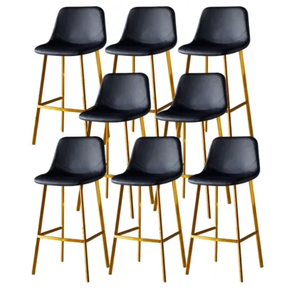 Gray Bucket Metal Leather Seating Armless Bar Stool Image - 103